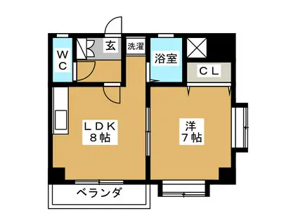 エスポワール21(1LDK/2階)の間取り写真