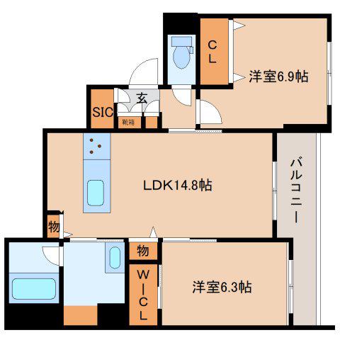 シャーメゾン西大寺南(2LDK/2階)の間取り写真