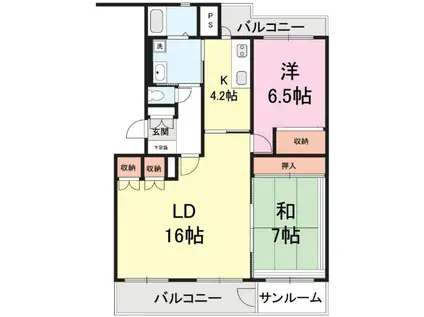 テレパレス中山 3号館(2LDK/3階)の間取り写真