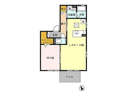 ペネロープ竜王III(1LDK/1階)の間取り写真