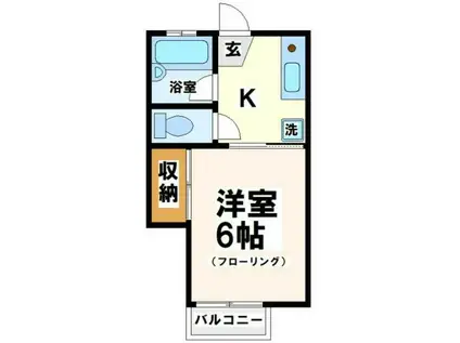 ヴィラローズ(1K/1階)の間取り写真