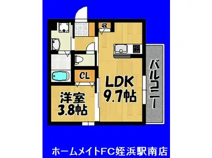 D-ROOM今宿1丁目(1LDK/1階)の間取り写真