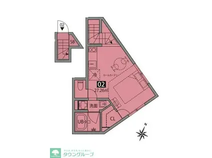 駒込テラス(1DK/2階)の間取り写真