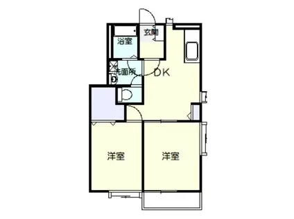 カーサカネジョウB(2DK/1階)の間取り写真