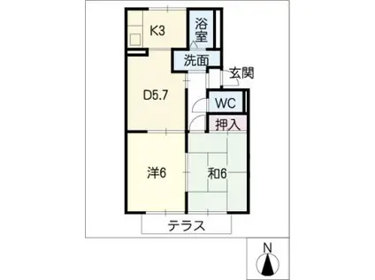 エクセルさかい(2DK/1階)の間取り写真