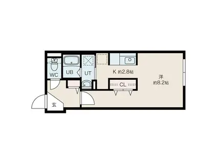 ファランドール手稲I(1K/2階)の間取り写真