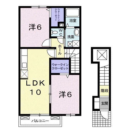 グローヴ・ガーデンII(2LDK/2階)の間取り写真
