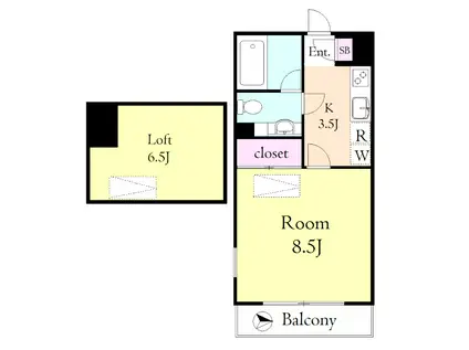 サンヴィアーレ一橋学園(1K/2階)の間取り写真