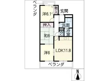 シティ・ライフ野並(3LDK/1階)の間取り写真