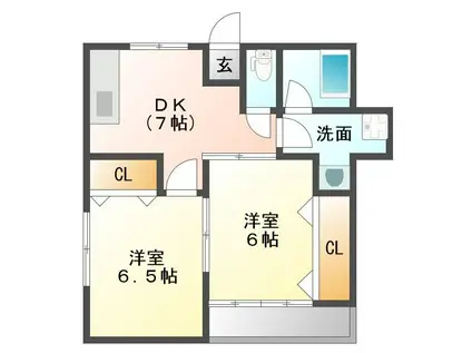 チェリーヒルズA(2DK/1階)の間取り写真