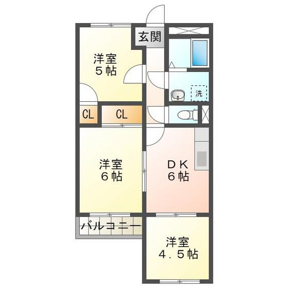 テピカルイブ3(3DK/3階)の間取り写真
