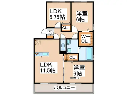 サンハイム須屋(3LDK/2階)の間取り写真