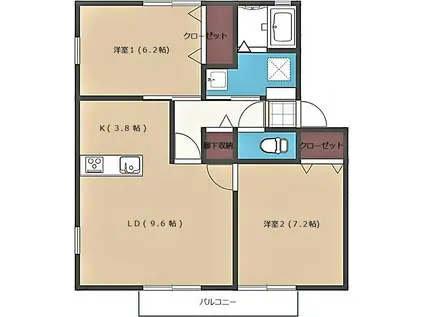 サンビレッジ画図東ABCD B(2LDK/2階)の間取り写真