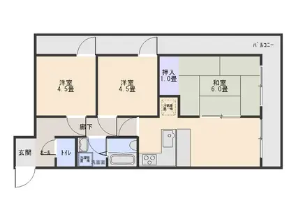 グランドメゾン鶴見ノースウィング(2LDK/6階)の間取り写真