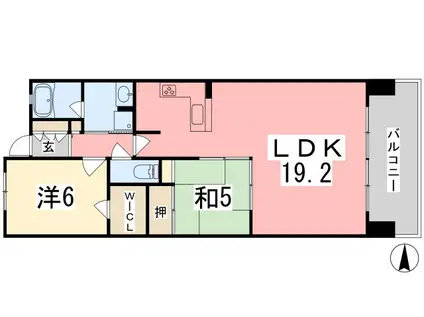 エスリード姫路(2LDK/11階)の間取り写真