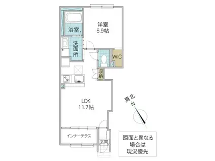 PRIMAVERINAB棟(1LDK/1階)の間取り写真