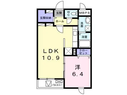 ブロッサムズ・スクエア(1LDK/2階)の間取り写真