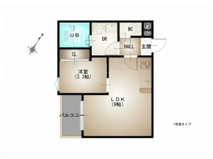 REGALEST 五日市駅前(1LDK/3階)の間取り写真