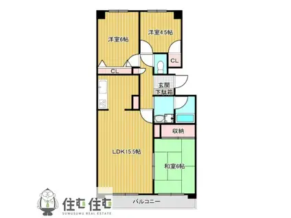 野村三好ケ丘6番館(3LDK/5階)の間取り写真