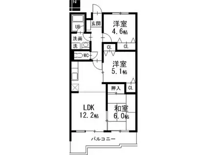 コンフォート末広(3LDK/1階)の間取り写真