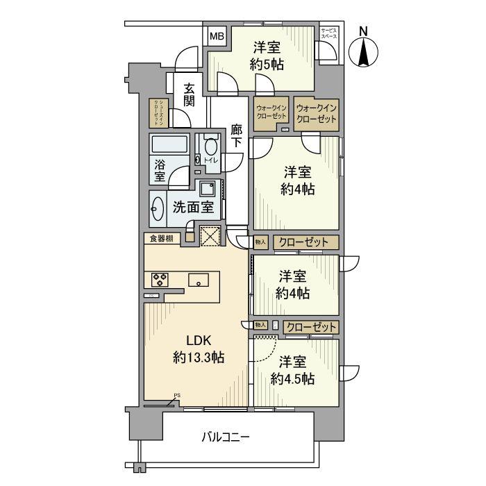 パークホームズ浦和仲町プレイス(4LDK/2階)の間取り写真
