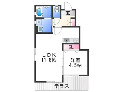 ハイツCL(1LDK/1階)の間取り写真