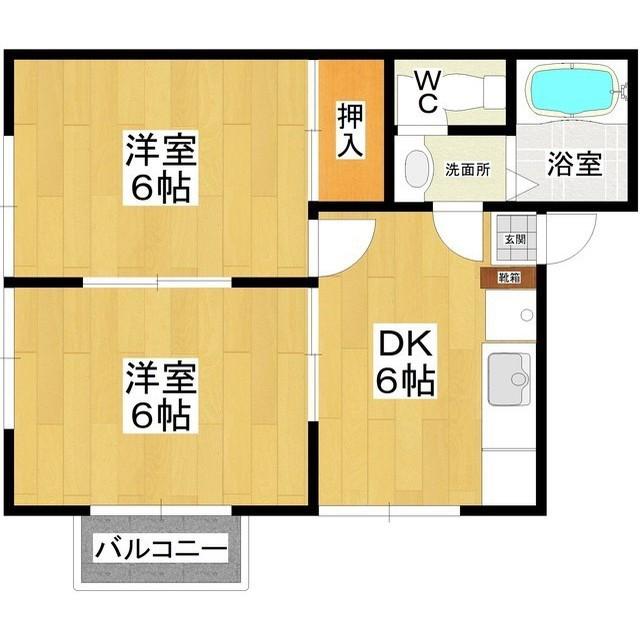メゾン桜川(2DK/1階)の間取り写真