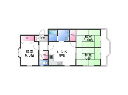 マンションミワI(3LDK/2階)の間取り写真