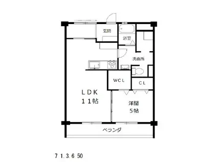 メゾン七軒家(1LDK/3階)の間取り写真