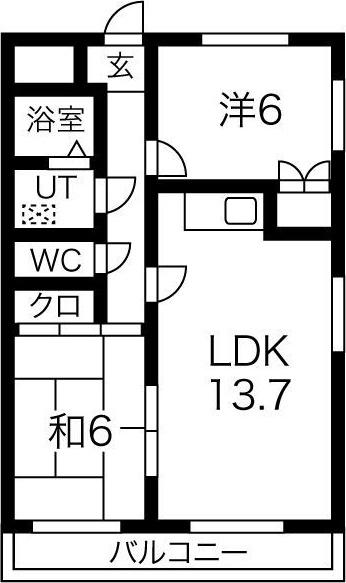 シャトルSUKEMITSU-(2LDK/4階)の間取り写真