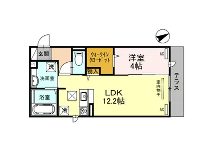 ルーチェ鳳(1LDK/1階)の間取り写真