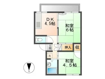 パークサイド松が丘(2DK/1階)の間取り写真