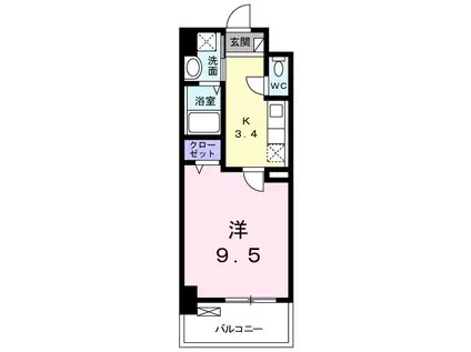 エヴァーグリーンQ(1K/8階)の間取り写真
