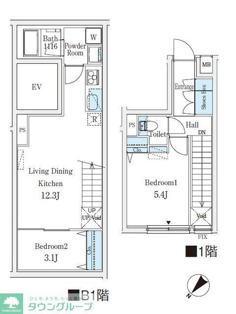 CREATIF学芸大学(2LDK/1階)の間取り写真