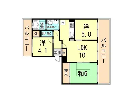 パークキューブ本所吾妻橋(2LDK/5階)の間取り写真