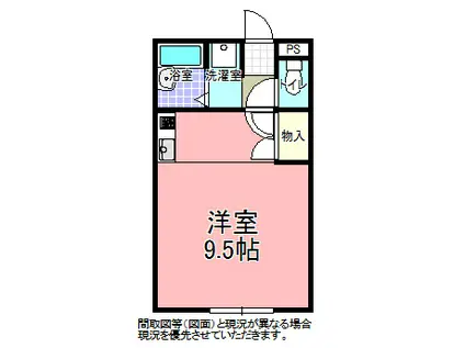 ツインズ A棟(ワンルーム/1階)の間取り写真