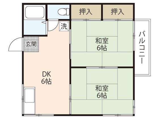 フォーブル佐川(2DK/2階)の間取り写真