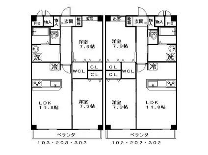 エトール ア ラ パージュ(2LDK/3階)の間取り写真
