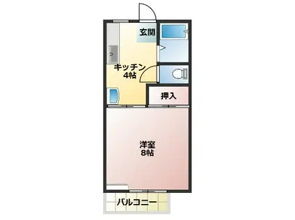 ユーハイム(1K/2階)の間取り写真