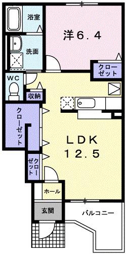リーガハット23(1LDK/1階)の間取り写真