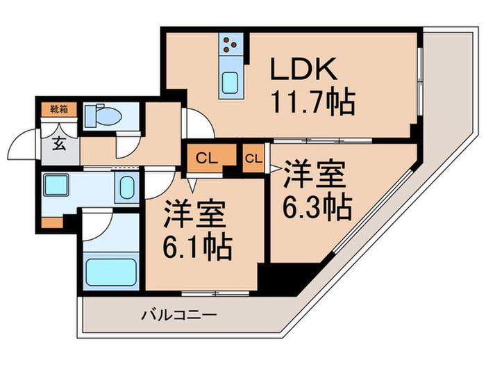 URBANLINKときわ台(2LDK/6階)の間取り写真
