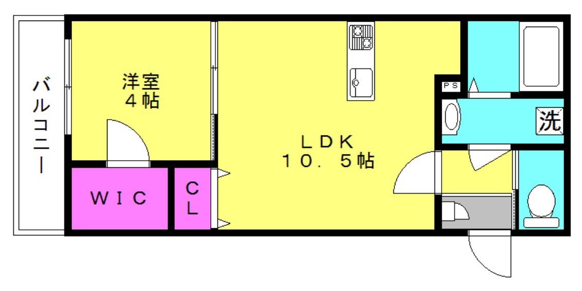 ジーメゾン東加古川クリエ(1LDK/2階)の間取り写真