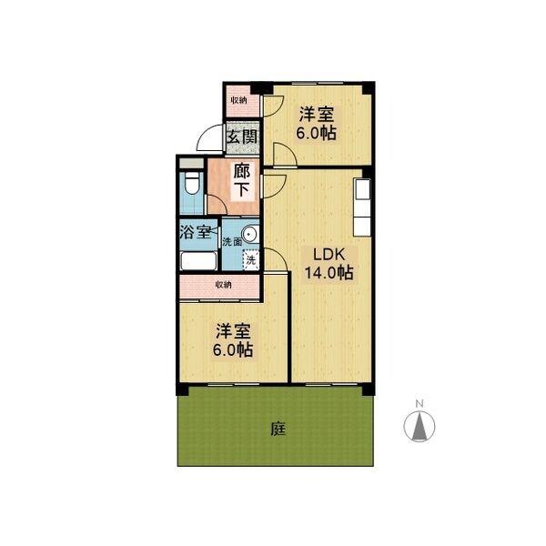 メゾンドール小島(2LDK/1階)の間取り写真