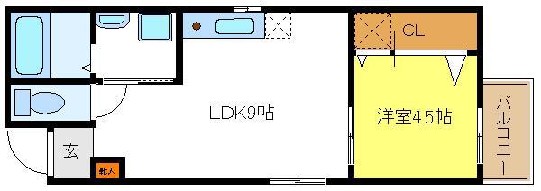 F MAISON 住之江(1LDK/3階)の間取り写真