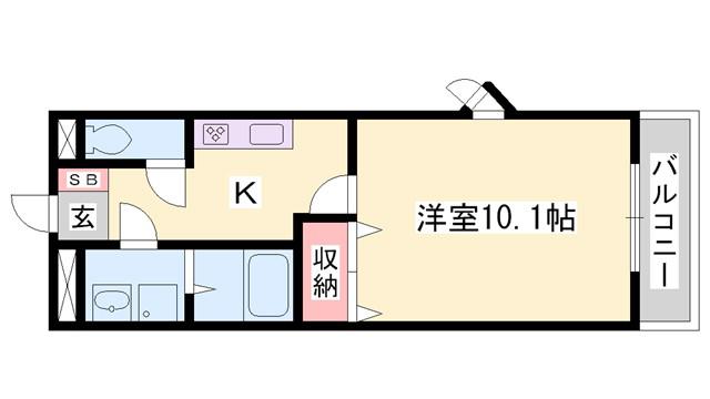 ラフィーヌ上野田II(1K/2階)の間取り写真