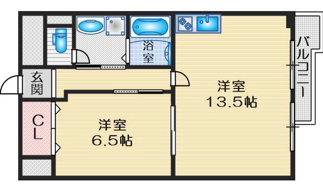 千里ハイツ(1LDK/3階)の間取り写真