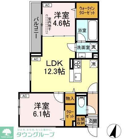 ASSET-COURT八坂(2LDK/3階)の間取り写真