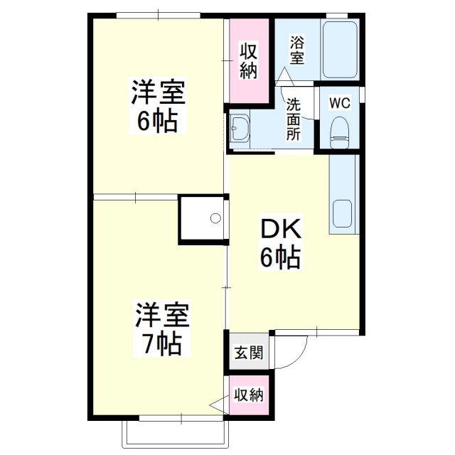 セジュール白菊(2DK/2階)の間取り写真