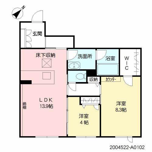 FREUDE帯山西(2LDK/1階)の間取り写真