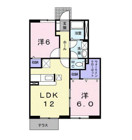 フォンテーヌC(2LDK/1階)の間取り写真